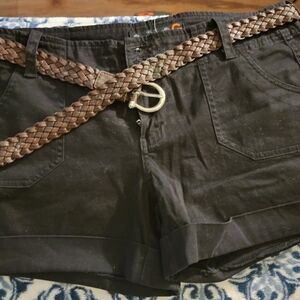 G by Guess Black Cargo Shorts with Brown Belt